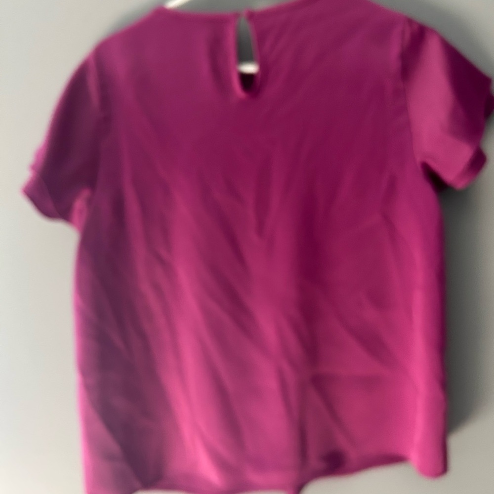 Candace Cameron Bure Flutter Sleeve Pink Ruched Blouse - Picture 5 of 5